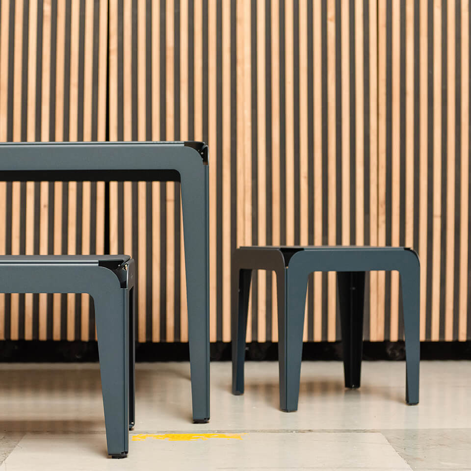 Weltevree Bended Series stools in grey blue